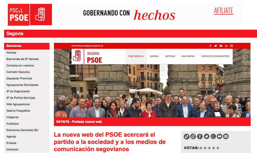 El PSOE de Segovia presenta su nueva web para ofrecer un canal de comunicación directa con los ciudadanos y los medios de comunicación