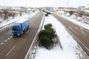 Un total de 1.376 camiones continúan embolsados en diferentes puntos de Castilla y León