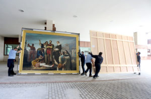 El lienzo ‘Los Comuneros Padilla, Bravo y Maldonado en el patíbulo» ya está en la sede de las Cortes