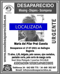 Localizada María del Pilar, la mujer desparecida en Gallegos