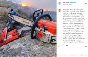 Casillas colabora en las labores de extinción del incendio de Navalacruz