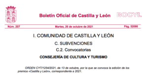 Abierta la convocatoria para los Premios Castilla y León 2021