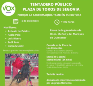 Vox organiza un festejo taurino en Segovia