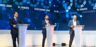 Los candidatos a la Presidencia de la Junta del PP, Alfonso Fernández Mañueco; Psoe, Luis Tudanca; Ciudadanos, Francisco Igea, en un debate electoral anterior.