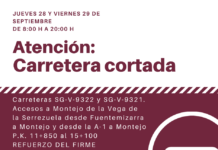corte de tráfico en estas carreteras