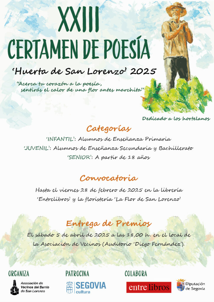 Convocado el Certamen de Poesía Huerta 