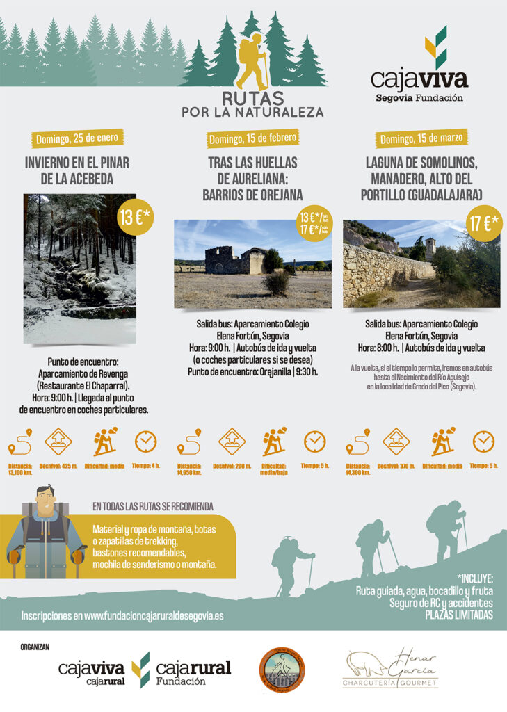 Cartel Rutas por la naturaleza de Fundación Caja Rural de Segovia