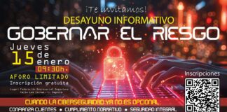 Las empresas segovianas aprenderán a mejorar su ciberseguridad Cartel desayuno informativo bajo el título 'Gobernar el riesgo'