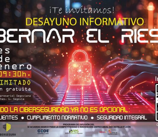 Cartel desayuno informativo bajo el título 'Gobernar el riesgo'
