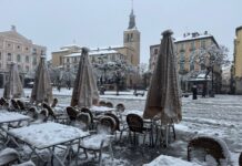 Imagen de la Plaza Mayor nevada