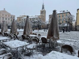 Imagen de la Plaza Mayor nevada