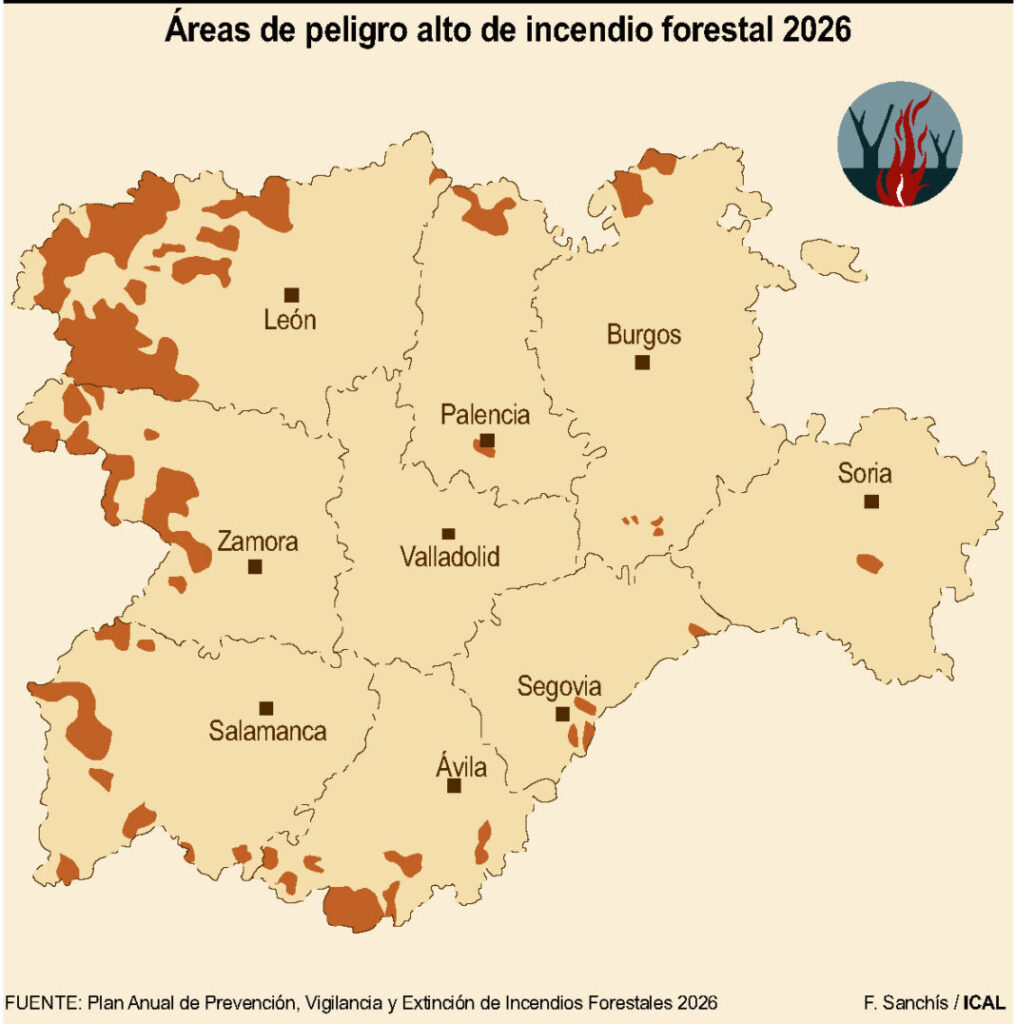 Áreas de peligro alto de incendio forestal 2026 