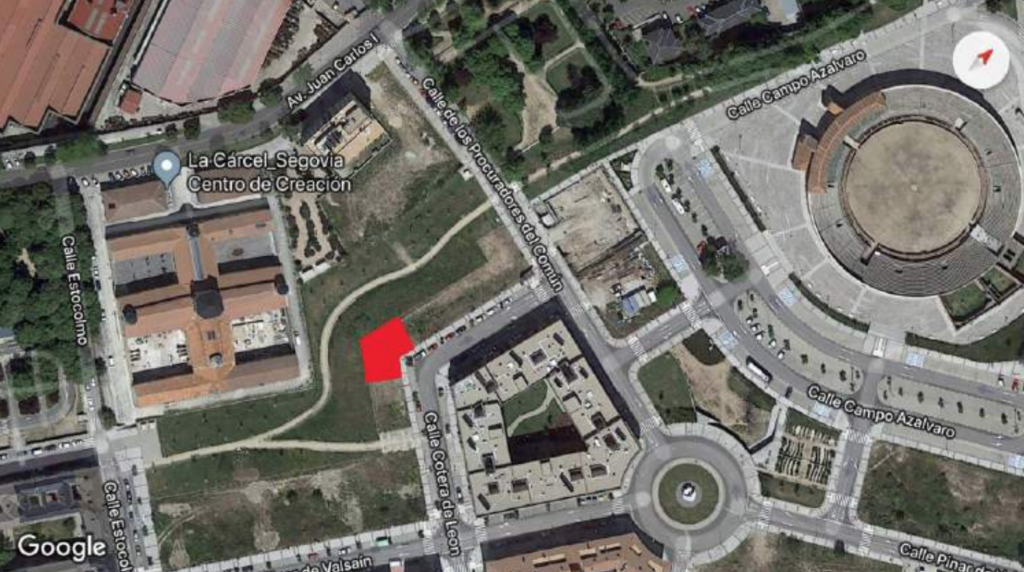 Ubicación del nuevo "Edificio Mirador" en el entorno de la Plaza de Toros de Segovia.