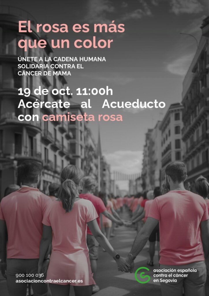 Cadena humana rosa junto al Acueducto