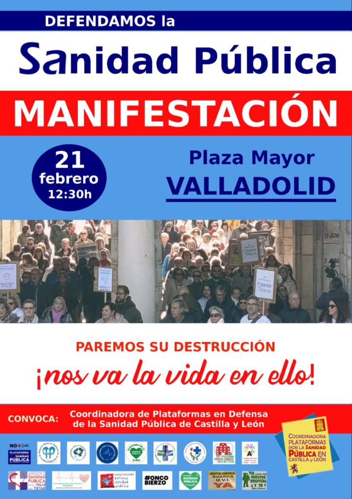 Cartel manifestación defensa sanidad pública en Segovia