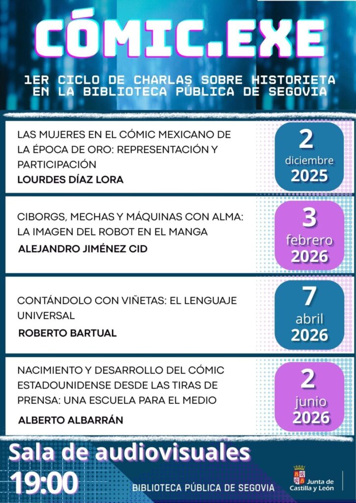 Cartel ciclo charlas de la Biblioteca Pública de Segovia