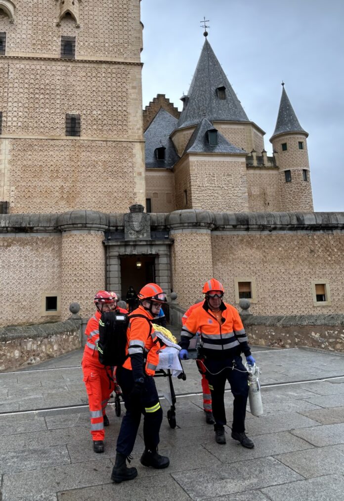 Simulacro de incendio en el Alcázar de Segovia
