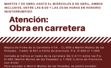 Corte de tráfico en la SG-V-4111 por obras de mejora del firme Corte de tráfico SG-V-4111