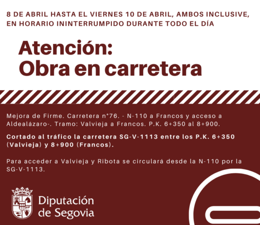 Cortada al tráfico la SG-V-1113 entre Valvieja y Francos