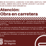 Aviso de corte en la SG-V-2513 del 13 al 17 de abril por obras de mejora Corte de tráfico obras carretera SG-V-2513
