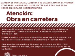 Corte de tráfico obras carretera SG-V-2513