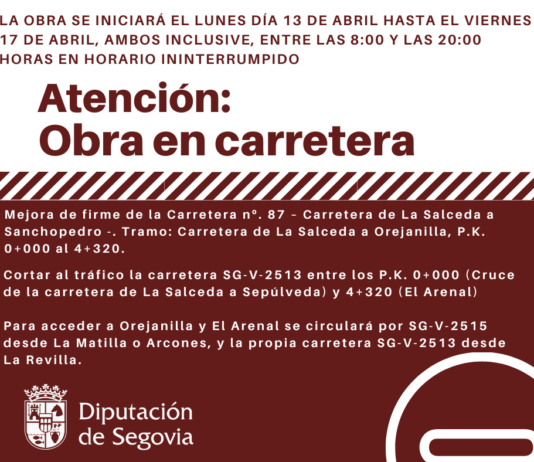 Corte de tráfico obras carretera SG-V-2513