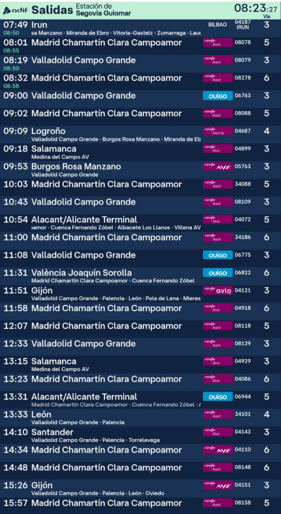 Tren ave Segovia Guiomar