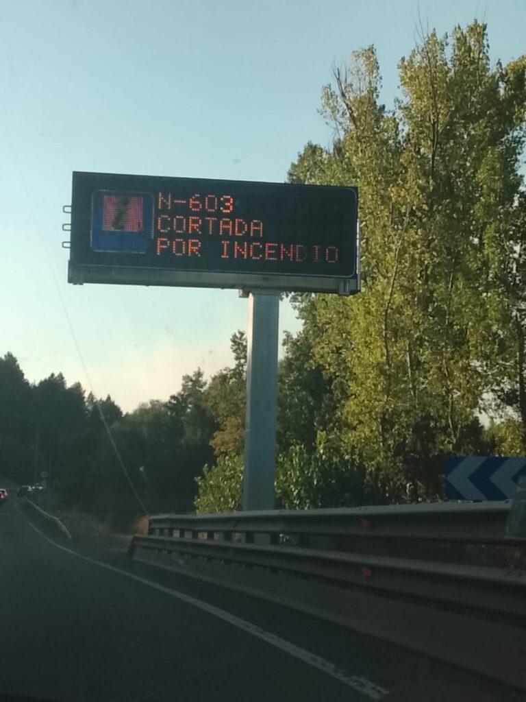 N-603 cortada por incendio en Revenga