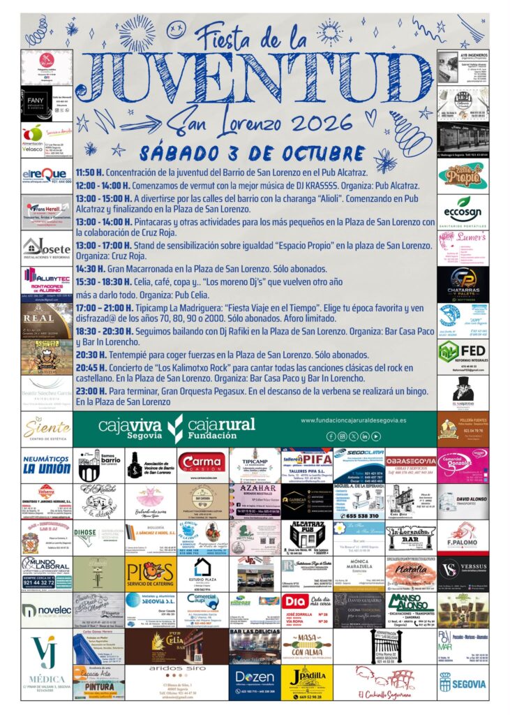 Cartel Fiesta de la Juventud 2026 NP Asociación Cultural de Peñas del barrio de San Lorenzo